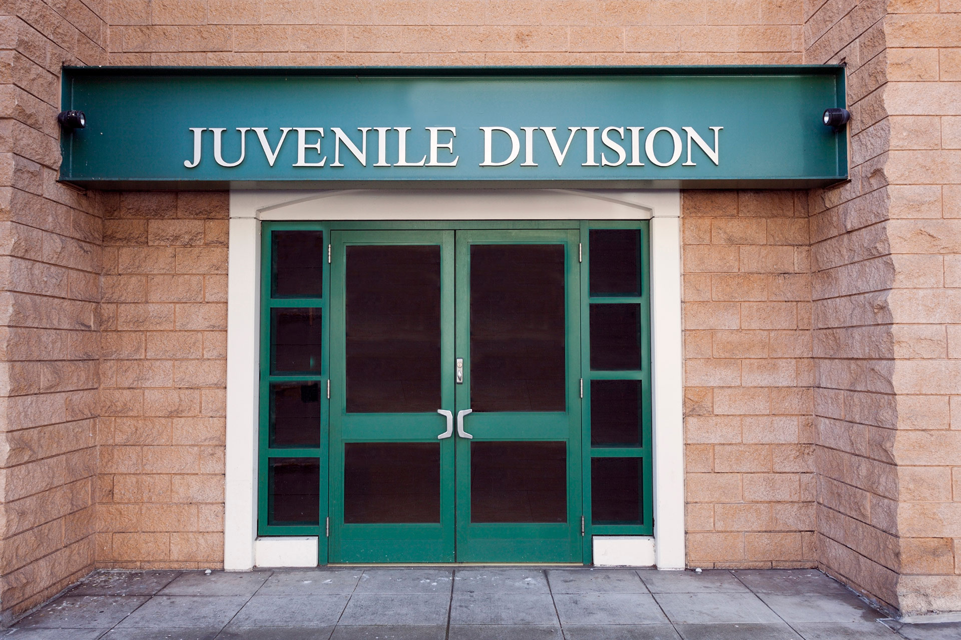 Juvenile police building door entrance.