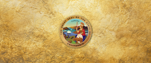 California State seal on textured gold background